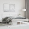 Cadre de lit métal sans matelas et tête de lit blanc 150x200 cm 