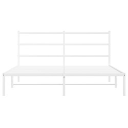 Cadre de lit métal sans matelas et tête de lit blanc 150x200 cm 