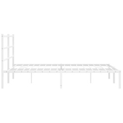 Cadre de lit métal sans matelas et tête de lit blanc 150x200 cm 