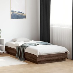 Cadre de lit sans matelas chêne marron 90x200cm bois ingénierie 