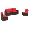 Salon de jardin avec coussins 5 pcs marron résine tressée 