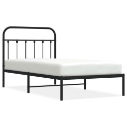 Cadre de lit métal sans matelas avec tête de lit noir 100x190cm 