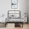 Cadre de lit métal sans matelas avec tête de lit noir 100x190cm 