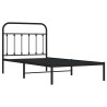 Cadre de lit métal sans matelas avec tête de lit noir 100x190cm 