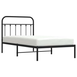 Cadre de lit métal sans matelas avec tête de lit noir 100x190cm 