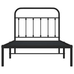 Cadre de lit métal sans matelas avec tête de lit noir 100x190cm 