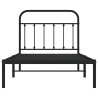 Cadre de lit métal sans matelas avec tête de lit noir 100x190cm 
