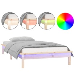 Cadre de lit à LED sans matelas 100x200 cm bois massif 