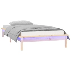 Cadre de lit à LED sans matelas 100x200 cm bois massif 