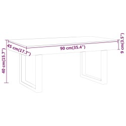 Table basse Marron foncé et noir 90x45x40 cm MDF et fer 