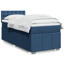 Sommier à lattes de lit avec matelas Bleu 90x190 cm Tissu 