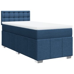 Sommier à lattes de lit avec matelas Bleu 90x190 cm Tissu 