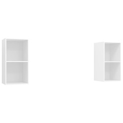 Meubles TV muraux 2 pcs Blanc Bois d'ingénierie 