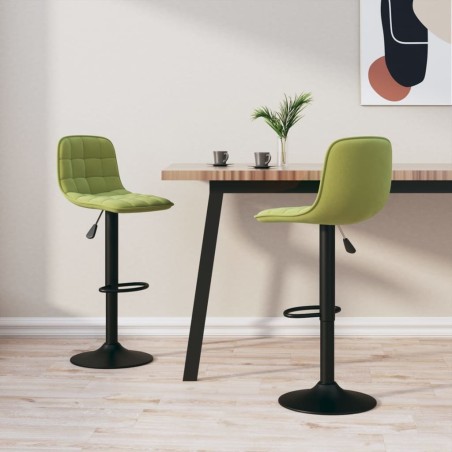 Tabourets de bar lot de 2 vert clair velours 