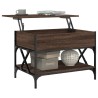 Table basse chêne marron 70x50x50 cm bois d'ingénierie et métal 