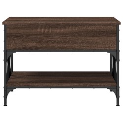 Table basse chêne marron 70x50x50 cm bois d'ingénierie et métal 