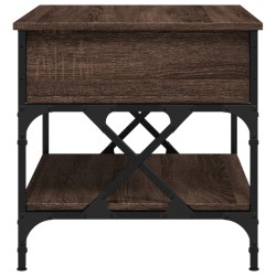 Table basse chêne marron 70x50x50 cm bois d'ingénierie et métal 