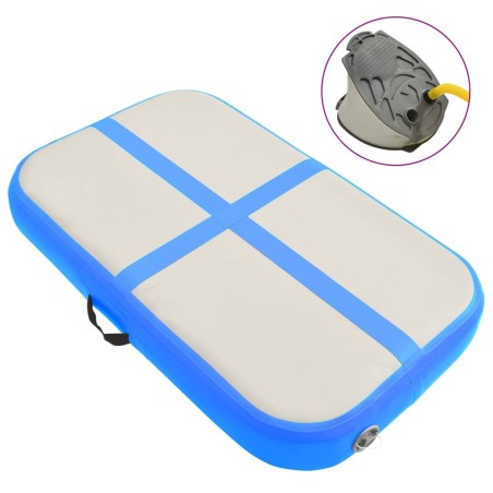 Tapis gonflable de gymnastique avec pompe 60x100x20 cm PVC Bleu 