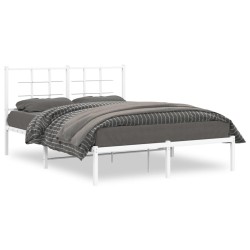 Cadre de lit métal sans matelas et tête de lit blanc 140x200 cm 