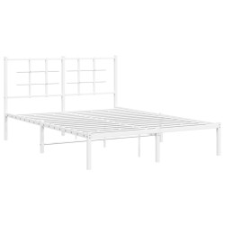 Cadre de lit métal sans matelas et tête de lit blanc 140x200 cm 