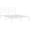 Cadre de lit métal sans matelas et tête de lit blanc 140x200 cm 