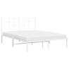 Cadre de lit métal sans matelas et tête de lit blanc 140x200 cm 