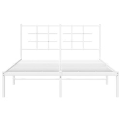 Cadre de lit métal sans matelas et tête de lit blanc 140x200 cm 
