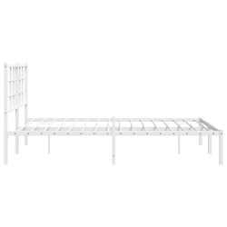 Cadre de lit métal sans matelas et tête de lit blanc 140x200 cm 