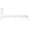 Cadre de lit métal sans matelas et tête de lit blanc 140x200 cm 