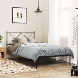 Cadre de lit métal sans matelas avec tête de lit noir 100x200cm 