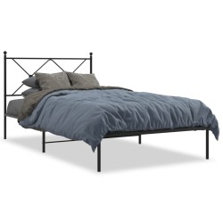 Cadre de lit métal sans matelas avec tête de lit noir 100x200cm 