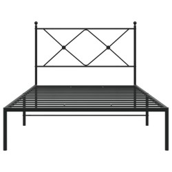 Cadre de lit métal sans matelas avec tête de lit noir 100x200cm 