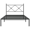 Cadre de lit métal sans matelas avec tête de lit noir 100x200cm 
