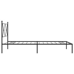 Cadre de lit métal sans matelas avec tête de lit noir 100x200cm 