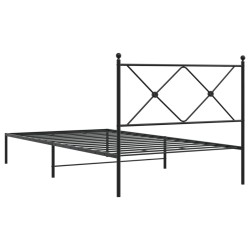 Cadre de lit métal sans matelas avec tête de lit noir 100x200cm 