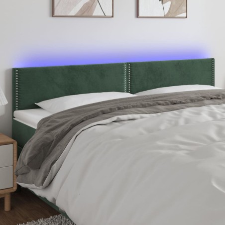Tête de lit à LED Vert foncé 200x5x78/88 cm Velours 