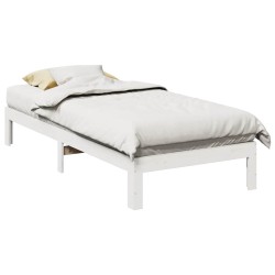 Cadre de lit sans matelas blanc 90x200 cm bois de pin massif 