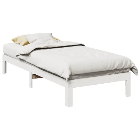 Cadre de lit sans matelas blanc 90x200 cm bois de pin massif 