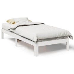 Cadre de lit sans matelas blanc 90x200 cm bois de pin massif 