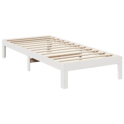 Cadre de lit sans matelas blanc 90x200 cm bois de pin massif 