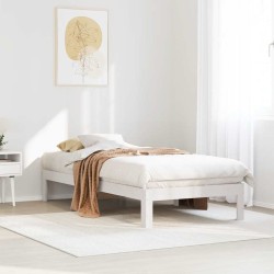 Cadre de lit sans matelas blanc 90x200 cm bois de pin massif 