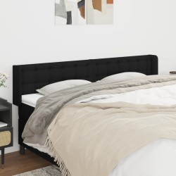 Tête de lit avec oreilles Noir 183x16x78/88 cm Tissu 