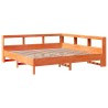 Lit bibliothèque sans matelas cire marron 200x200 cm pin massif 