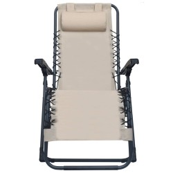 Chaise pliable de terrasse Crème Textilène 