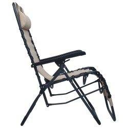 Chaise pliable de terrasse Crème Textilène 