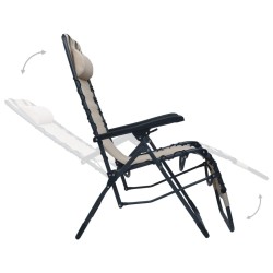 Chaise pliable de terrasse Crème Textilène 