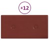 Panneaux muraux 12pcs Rouge bordeaux 30x15 cm Similicuir 0,54m² 