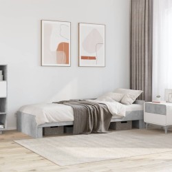 Cadre de lit sans matelas gris béton 90x200cm bois d'ingénierie 