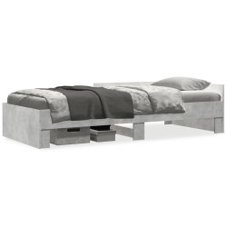 Cadre de lit sans matelas gris béton 90x200cm bois d'ingénierie 