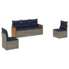 Salon de jardin 5 pcs avec coussins gris résine tressée 